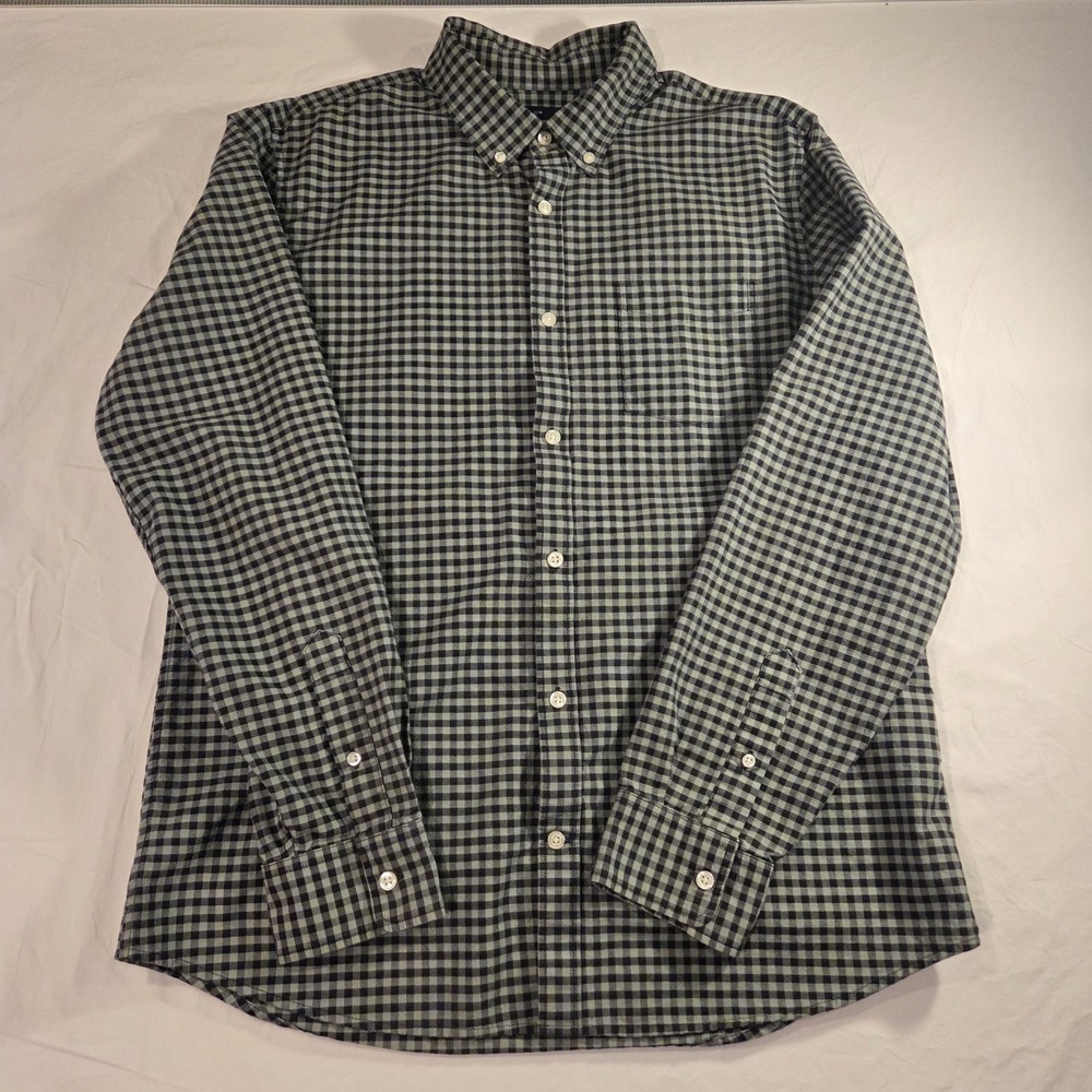 Gap Slim Fit Long Sleeve Button Up Shirt 100% Cotton Gingham Check, Men's Size L